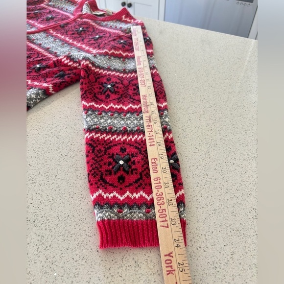 Vintage B. Moss X-Large Cardigan Sweater 3D FairIsle Nordic Print CabinCore Y2K - Picture 12 of 12